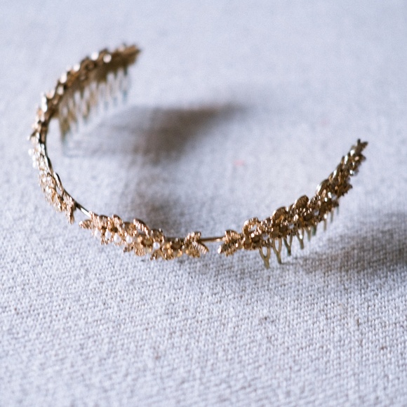 Brass Bejeweled Tiara - Picture 1 of 3